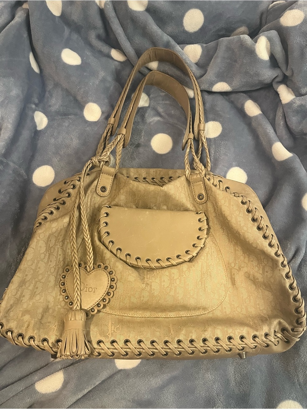 Dior Vintage Trotter Monogram Diorissimo Canvas Shoulder Bag